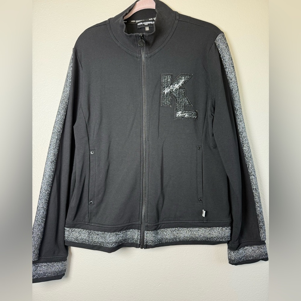 Karl Lagerfeld Black Jacket with Gray Trim